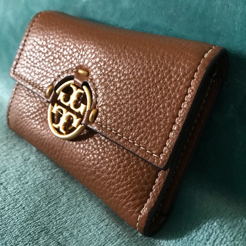 Tory Burch Light Umber Miller Medium Leather Flap Wallet